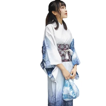Geleneksel Japon Kimono Kadınlar Uzun Elbise Yukata Bornoz Japonya Streetwear Fotoğraf Cosplay