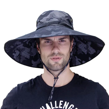Güneş şapkası erkek yaz kamuflaj açık vizör kapağı seyahat güneş koruyucu yürüyüş şapka erkek nefes büyük saçak balıkçı şapka balıkçı şapkası