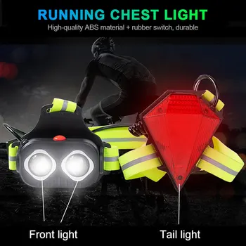 Açık T6 LED gece koşu göğüs ışık USB şarj edilebilir gece güvenlik uyarı lambası bisiklet koşu ışık
