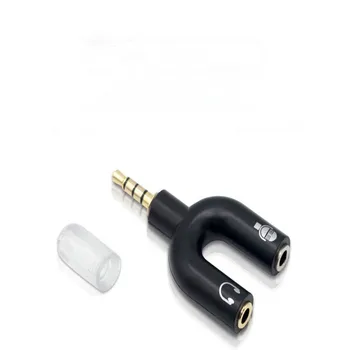 3.5 mm Ses Dönüştürücü Kulaklık Mikrofon İki-İn-One Rotor Dizüstü Bir Nokta Dubleks 2 Yollu U Kulaklık Hoparlörler