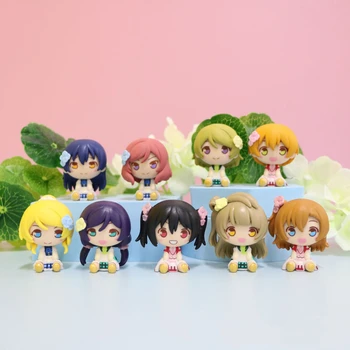 9 adet / takım S Versiyonu Anime Aşk Canlı! Okul Idol Festivali PVC Antistres Kawaii Action Figure Koleksiyon Modu Oyuncaklar Çocuklar Hediye