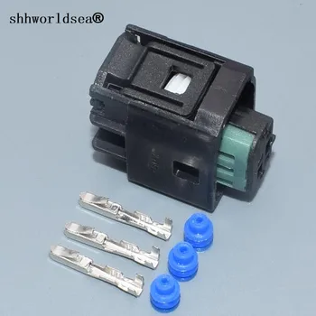 shhworldsea 3pin 0.6 mm plastik Radar sensörü fiş konnektörü,otomatik ışık su geçirmez elektrik fişi BMW 968402-1 için