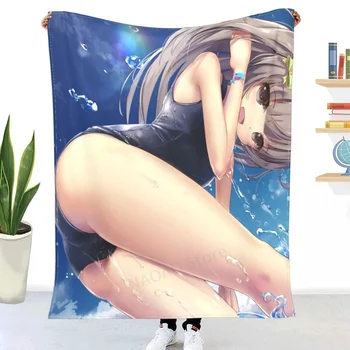 Seksi Anime Kız Dinlenme Deniz Atmak Battaniye Çarşaf yatak battaniyesi / kanepe dekoratif yatak örtüleri çocuklar için