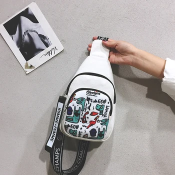 Yeni Tasarım Geçiş Çantaları Ucuz Beyaz Kadın Küçük Göğüs Çantası Tuval Mini Çapraz Çanta