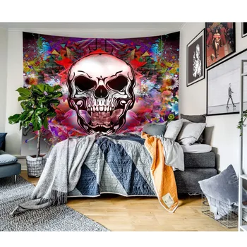 Renk kafatası Baskılı Goblen Duvar Asılı İskandinav Ev Oturma Odası Yatak Odası Kumaş Asılı Boyama Arka Plan Dekorasyon 95x73 cm