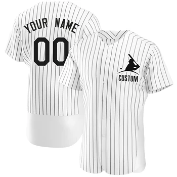 Toptan Özel Kişiselleştirilmiş Beyzbol Forması Çizgili Yüksek Kaliteli Beyzbol Gömlek Baskılı Adı Numarası Beyaz Gömlek Erkek / Bayan / Gençlik