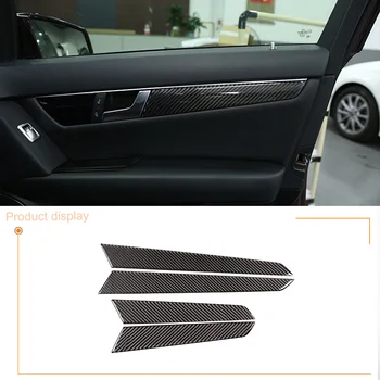 4 Adet Yumuşak Karbon Fiber Mercedes Benz C Sınıfı İçin W204 2008-2014 İç Kapı Dekorasyon Paneli Kapak Trim Çıkartmalar Araba Aksesuarı