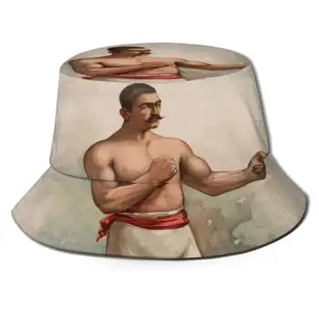 John L Sullivan-Pugilist-Renkli Baskı Uv Koruma Katlanabilir Kova Şapka Kadın Erkek Boks John L Sullivan Boks Boxer