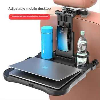 Ayarlanabilir araba bilgisayar küçük masa üstü karikatür desen araba koltuğu geri yemek tepsisi su bardağı içecek rafı cep telefon braketi