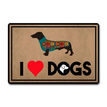 Kapalı kapısı Paspaslar Seviyorum Köpekler Dachshund Sevimli Kapalı İç Paspas Komik Halı (23. 6X15. 7 inç) dokunmamış Kumaş Üst Anti-