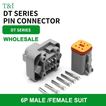 DT15-6P 6 delikli DTtype PCB iğne soket fiş araba su geçirmez konnektör erkek ve dişi yerleştirme terminali DT06-6S