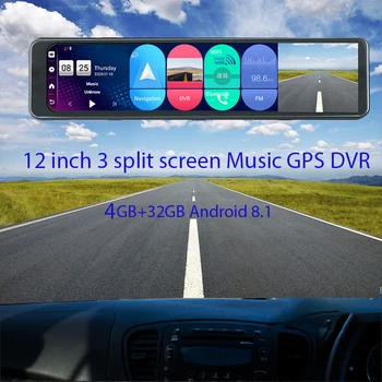 Araba Akıllı dikiz aynası Video Kaydedici 4 GB + 32 GB 12 