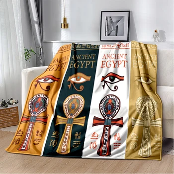 Mısır Ankh Battaniye Horus Gözü Atmak Battaniye Sembolü Yumuşak Kapak Hafif Sıcak Battaniye Yatak Odası Kanepe Yatak Hatıra Hediye