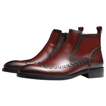 Sipriks Marka 2021 Erkek Kovboy çizmeleri Hakiki Deri Chelsea Ayakkabı Kış Sonbahar Ayakkabı Kanat Ucu Elbise Ayakkabı En Kaliteli İtalyan