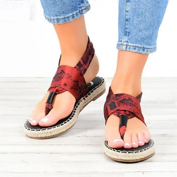 Kadın Sandalet Moda Yılan Baskı Flip Flop Kadınlar Açık Rahat Rahat düz ayakkabı Kadın 2022 Yaz Kadın Ayakkabı