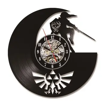 Zelda CD Vinil Kayıt Duvar saati Tema DIY Çıkarılabilir Sanat İzle Saat Siyah Duvar Saati Ev Dekoratif Oda Dekor