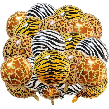 4 Adet Hayvan Desen Folyo Balonlar İnek Kaplan Zebra Leopar 18 İnç Balon Jungle Safari Tema Doğum Günü Düğün Parti Dekorasyon