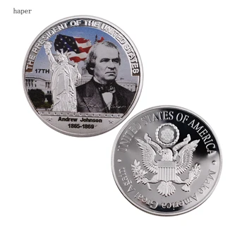 ABD 17th Başkanı Andrew Johnson Mücadelesi Coin Hatıra Yapmak Amerika Büyük Tekrar Koleksiyon İş Hediyeler