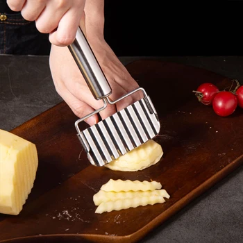 Mutfak Paslanmaz Çelik Sebze Buruşuk Kesici ve Fransız Kızartma dilimleme bıçağı Patates Sebze Doğrama Bıçağı Bıçak Pişirme Araçları