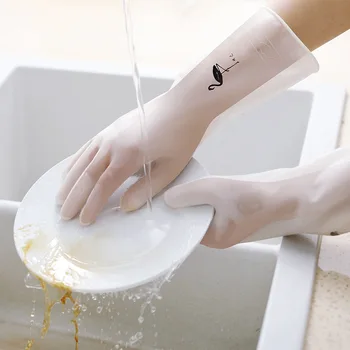 Lastik Eldiven Bulaşık Yıkama Beyaz Silikon Lateks Yıkama Kullanımlık Elleri Korumak Mutfak Temizlik Ürünleri kadın
