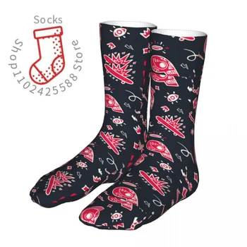 Vintage Kafatası Dövmeler Doodle Çorap erkek kadın Polyester Rahat Çorap Yenilik Tüm Mevsim Evrensel Çorap Hediye