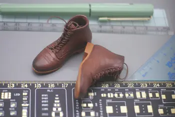 BBK 1/6 Ölçekli Koyu Kahve Rengi Bağcıklı Rahat Düz deri Ayakkabı Bot Modeli