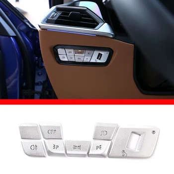 Toyota Supra için Paslanmaz Çelik Gümüş Far Anahtarı Düğmesi Sticker Araba İç Dekorasyon Aksesuarları