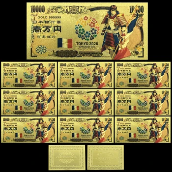 Japonya Altın Banknot Tokyo Dünya Bayrakları Çizgi Roman Karikatür Kart 10 adet İsviçre Hatıra Anime Altın Plastik Kartlar Koleksiyonu için